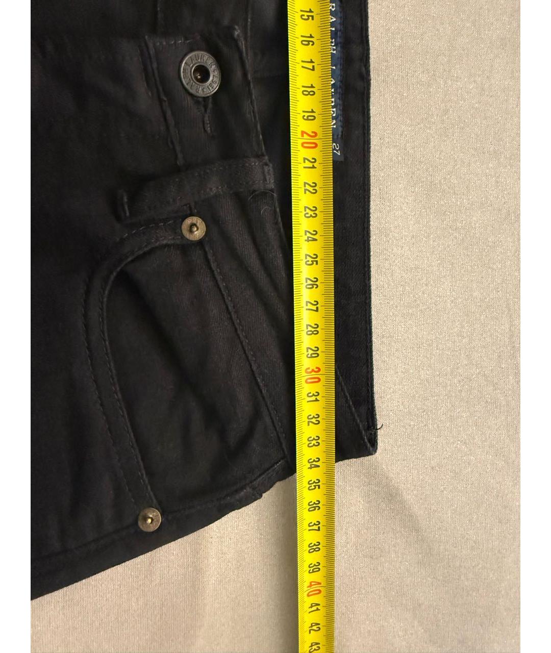 RALPH LAUREN Черные хлопко-эластановые прямые джинсы, фото 8