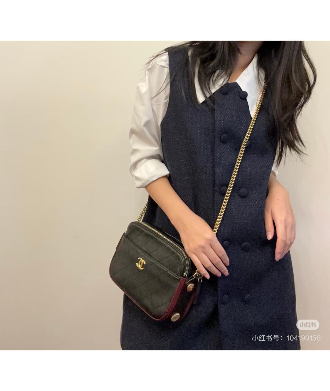 CHANEL Черная кожаная сумка через плечо, фото 6