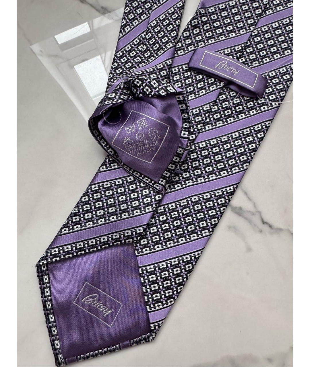 BRIONI Фиолетовый шелковый галстук, фото 7