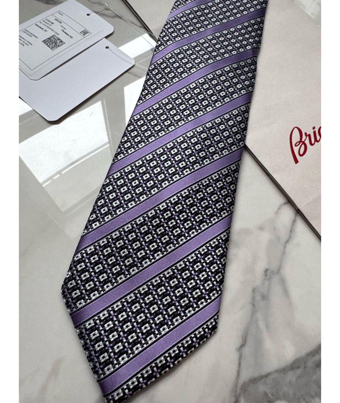 BRIONI Фиолетовый шелковый галстук, фото 4