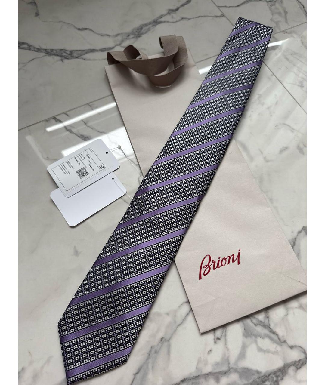 BRIONI Фиолетовый шелковый галстук, фото 3