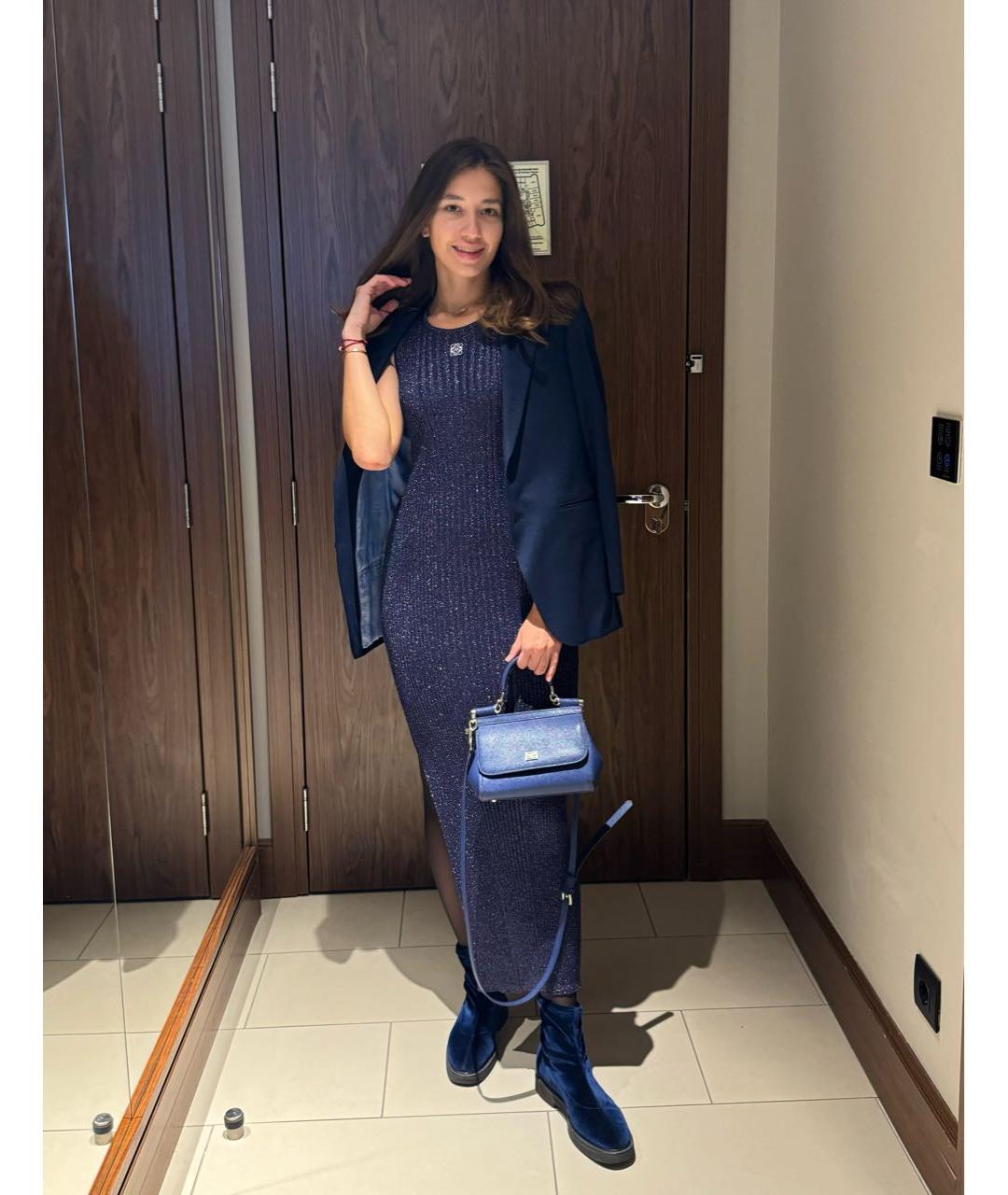 LOEWE Темно-синее вискозное повседневное платье, фото 6