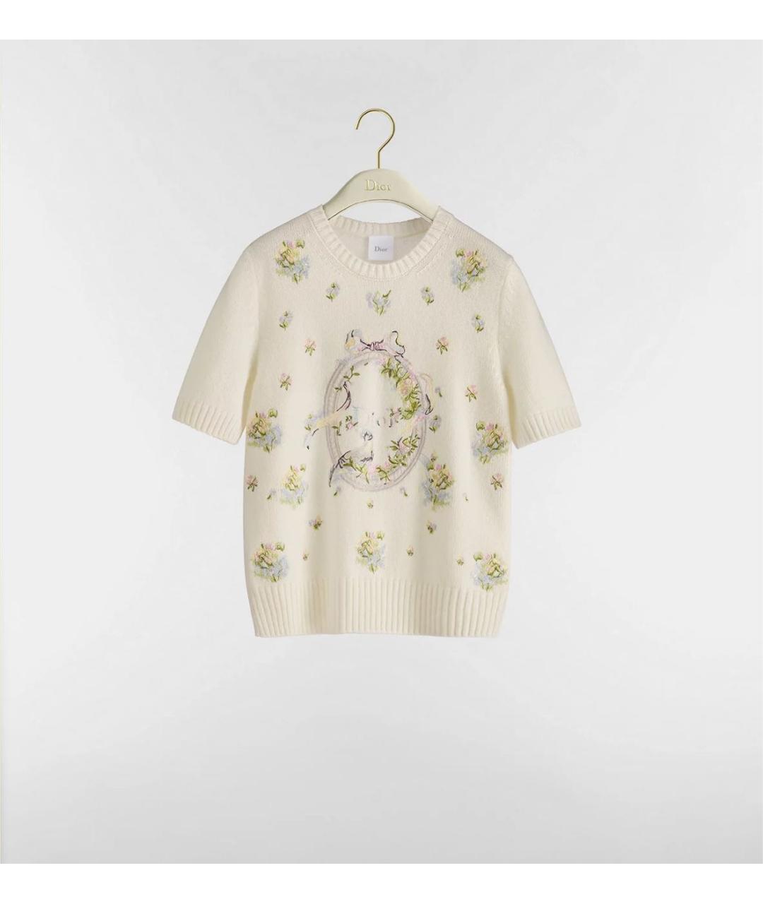 CHRISTIAN DIOR Бежевая кашемировая футболка, фото 5