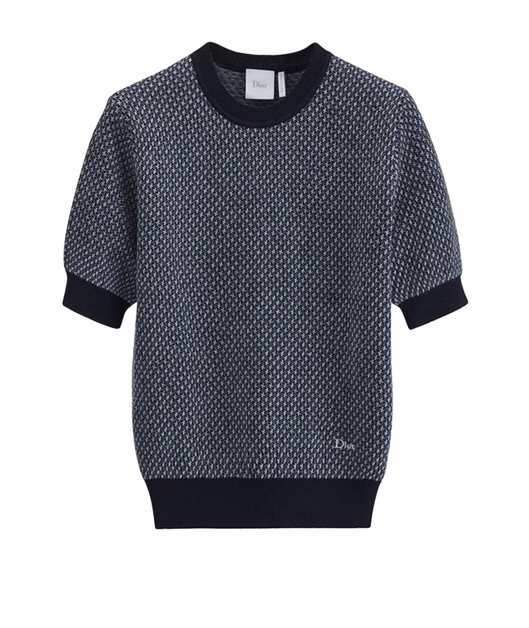 CHRISTIAN DIOR Темно-синяя шерстяная футболка, фото 1