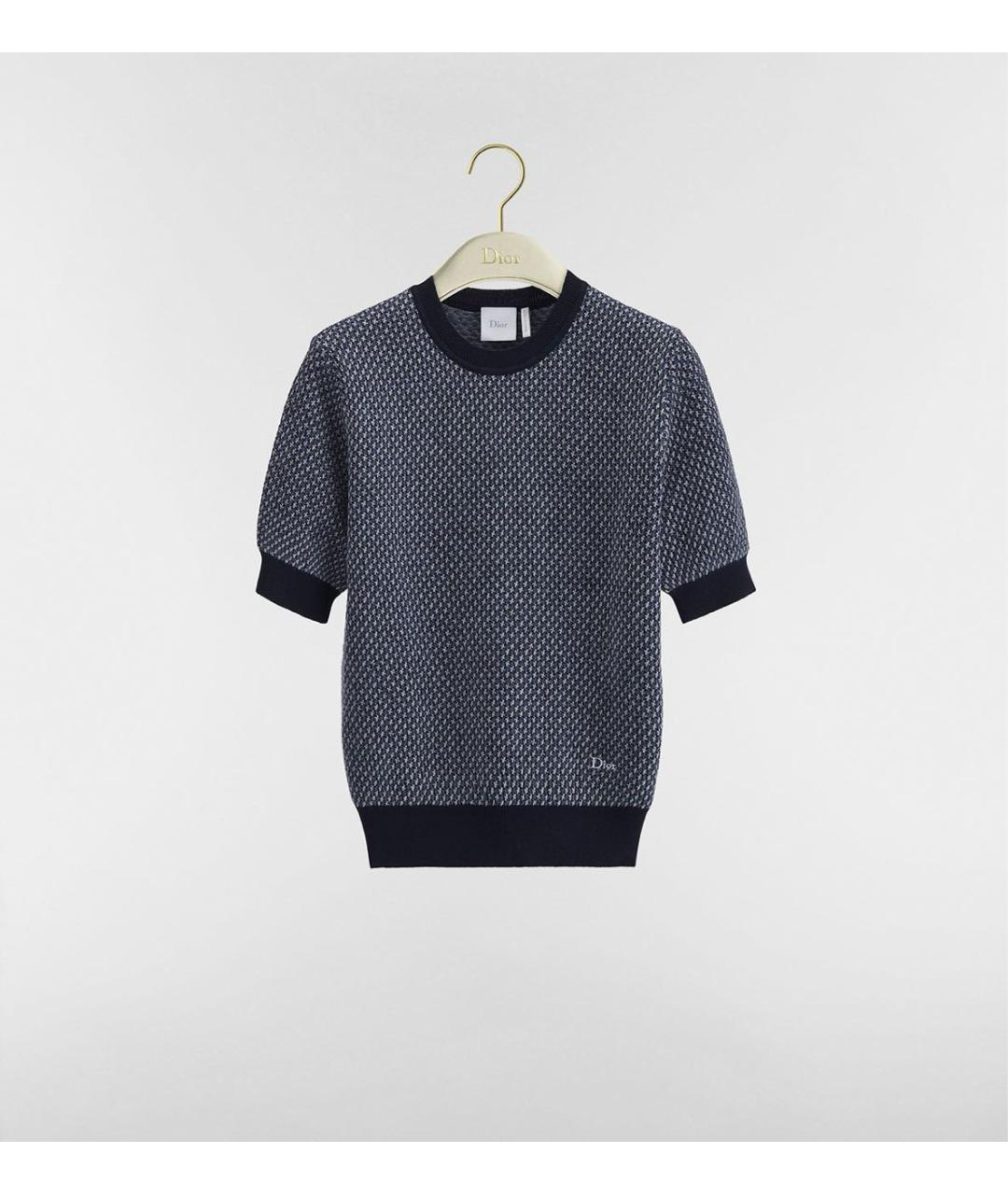 CHRISTIAN DIOR Темно-синяя шерстяная футболка, фото 3
