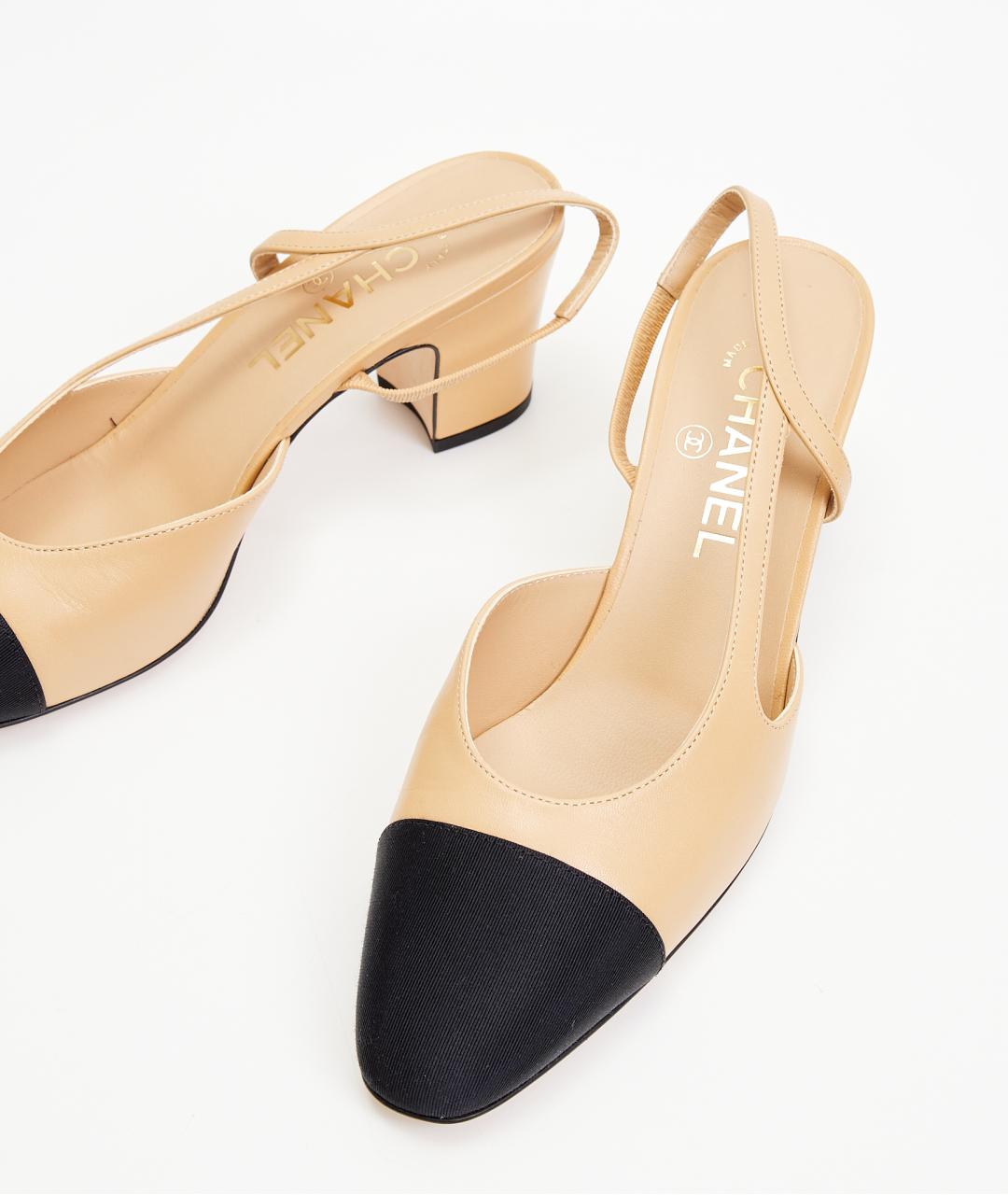 CHANEL Бежевые кожаные босоножки, фото 5