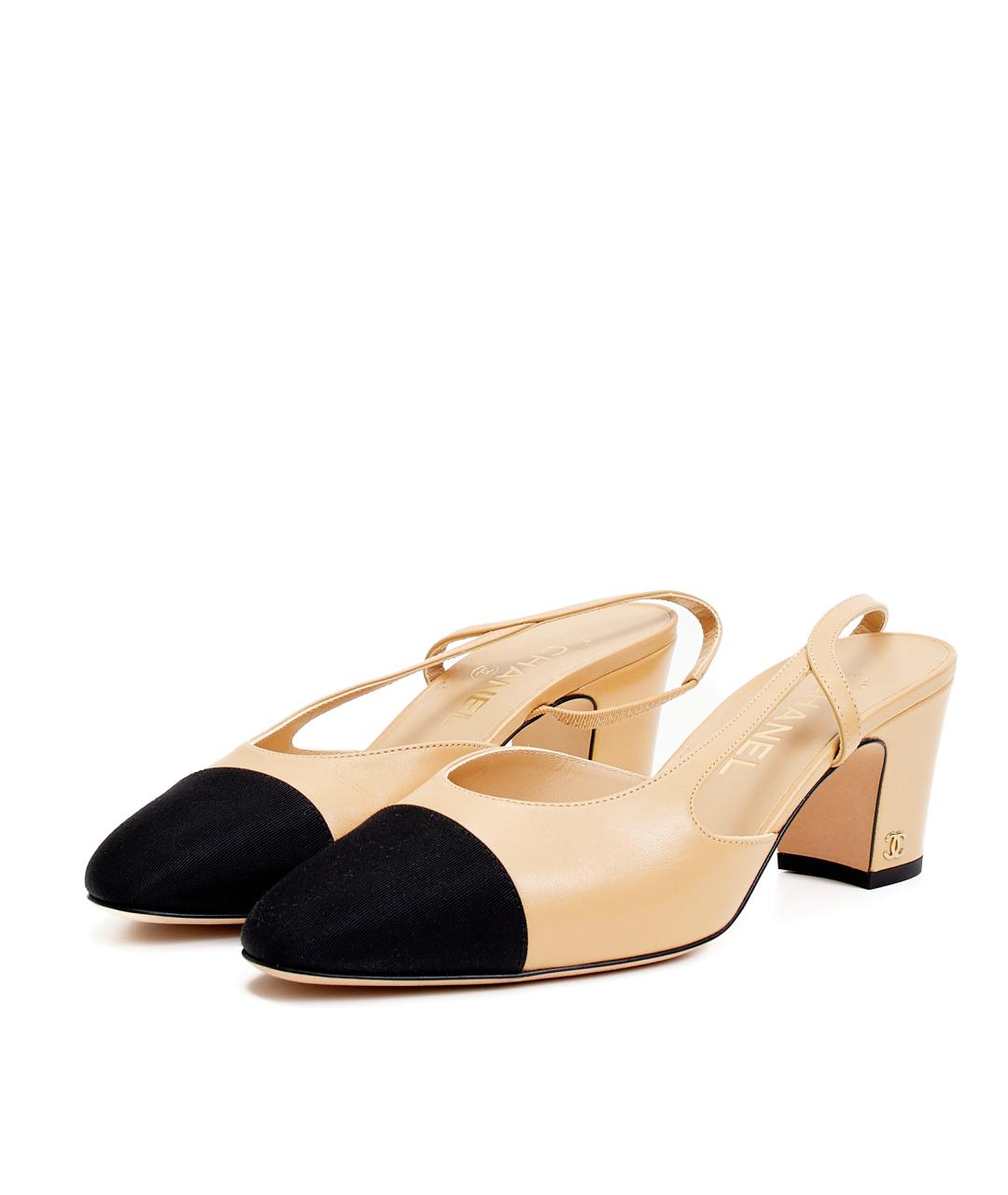 CHANEL Бежевые кожаные босоножки, фото 2