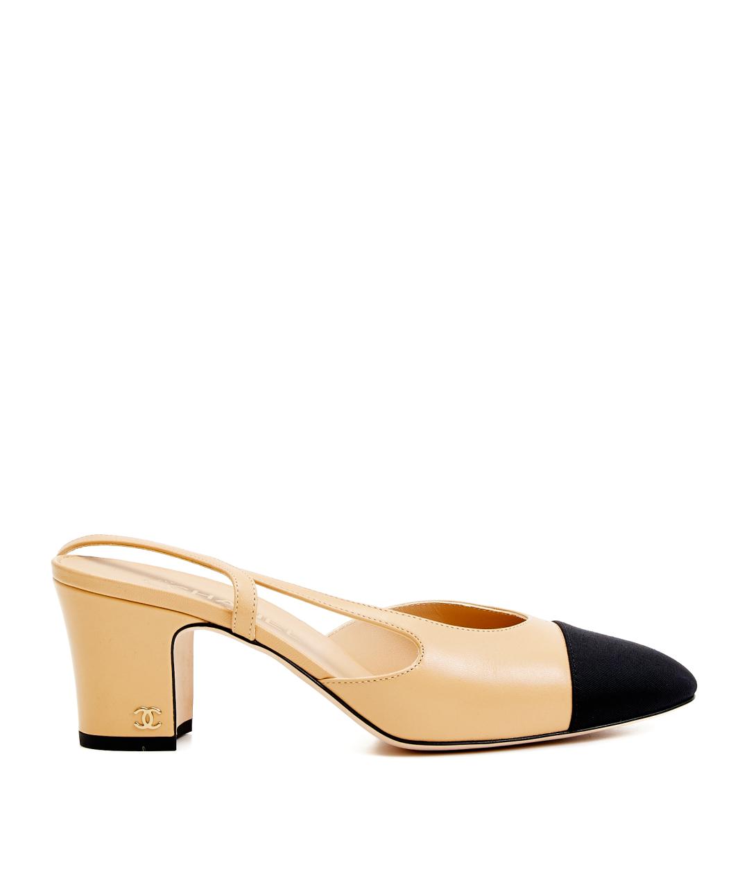 CHANEL Бежевые кожаные босоножки, фото 8