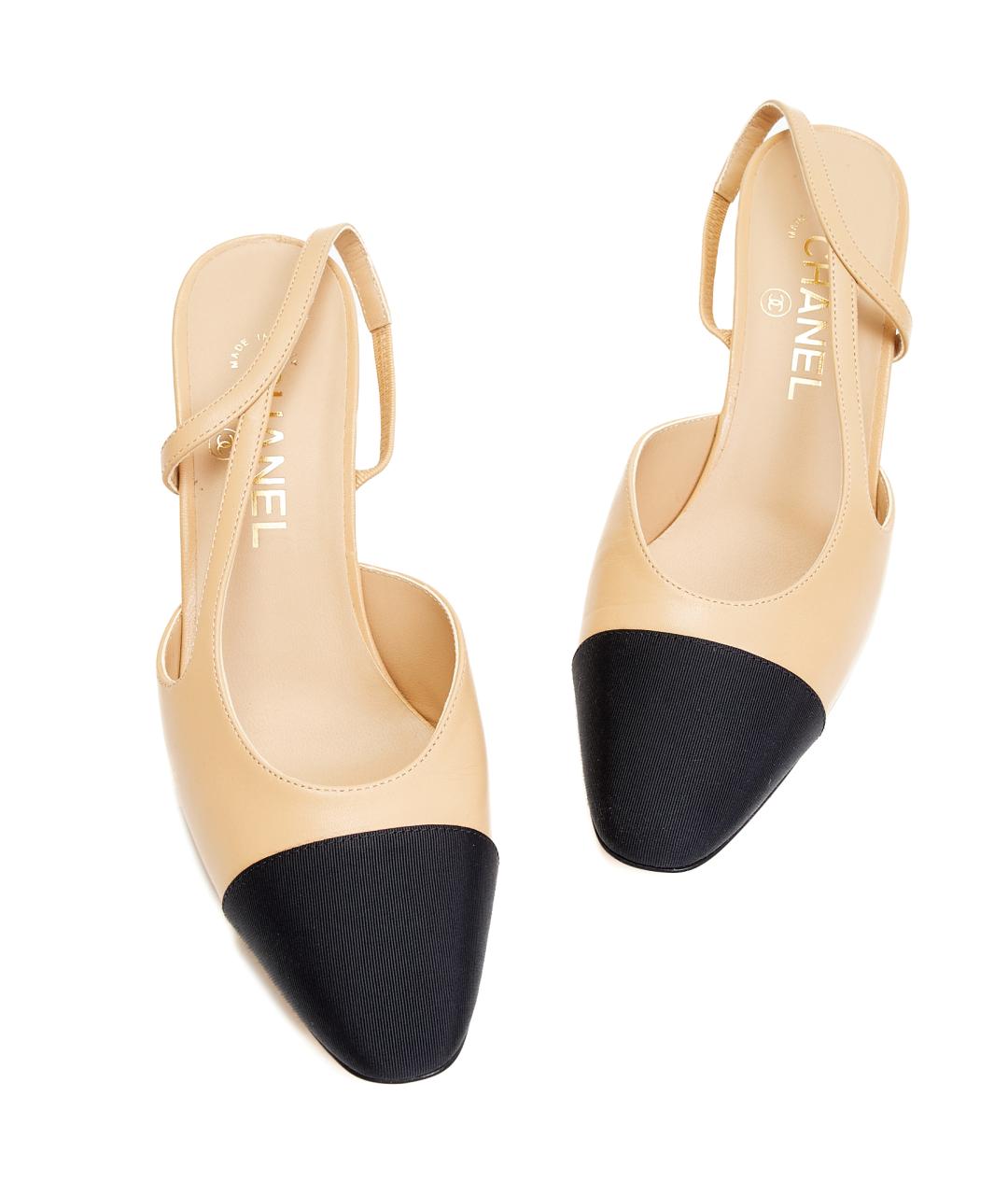 CHANEL Бежевые кожаные босоножки, фото 4