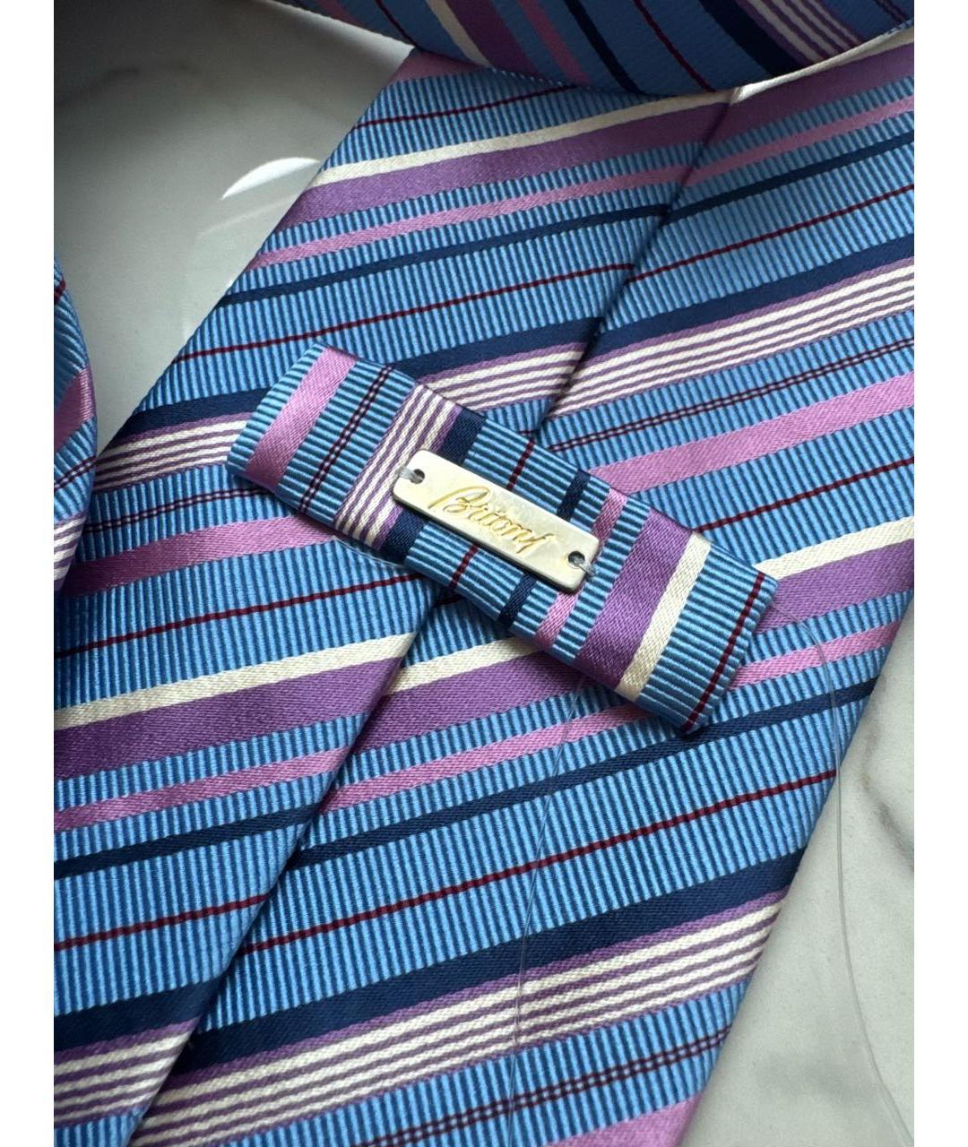 BRIONI Голубой шелковый галстук, фото 7