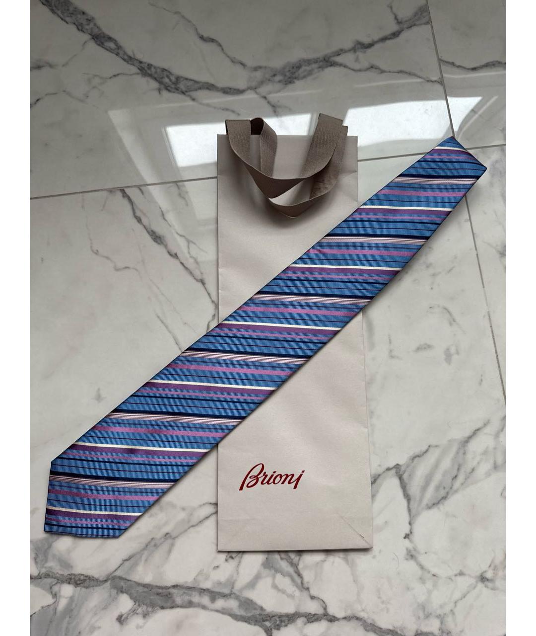 BRIONI Голубой шелковый галстук, фото 9