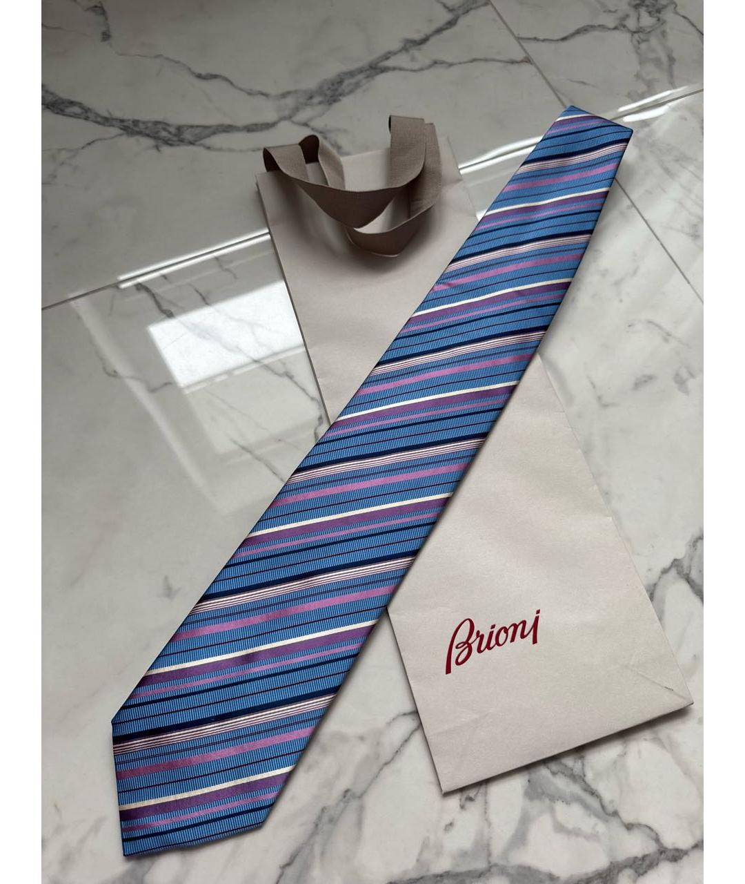 BRIONI Голубой шелковый галстук, фото 5