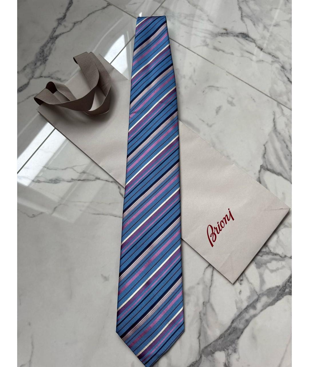 BRIONI Голубой шелковый галстук, фото 2