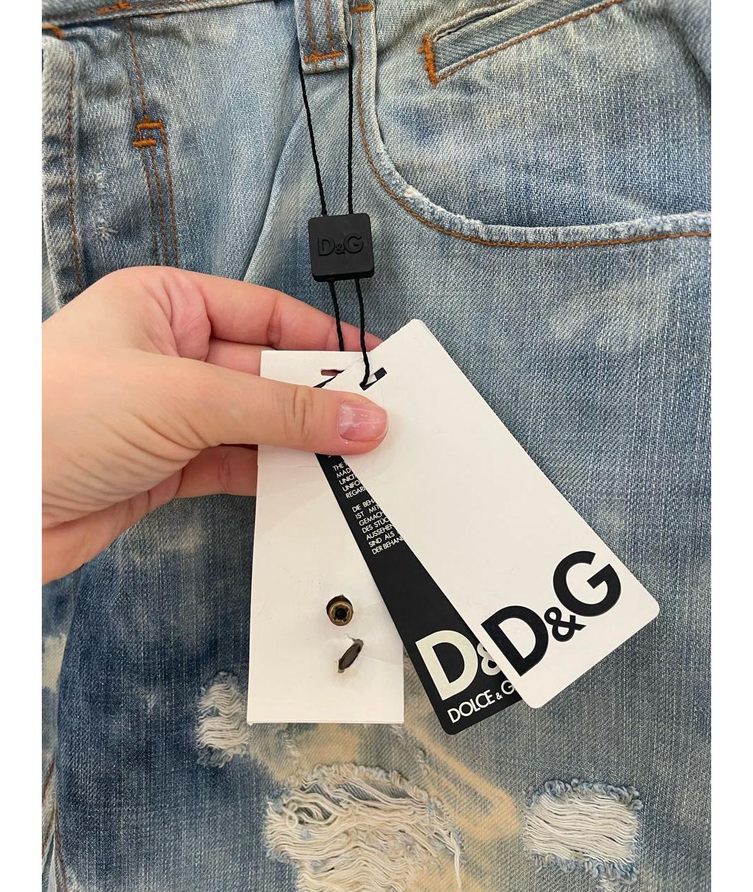 DOLCE&GABBANA Голубые хлопковые джинсы скинни, фото 5