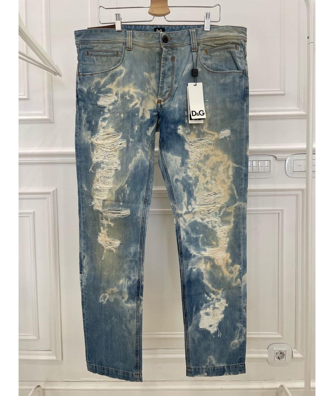 DOLCE&GABBANA Голубые хлопковые джинсы скинни, фото 8