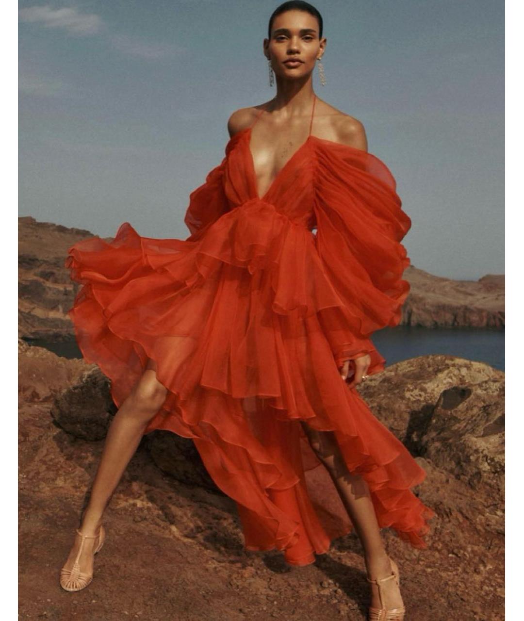 ZIMMERMANN Красное шелковое вечернее платье, фото 5