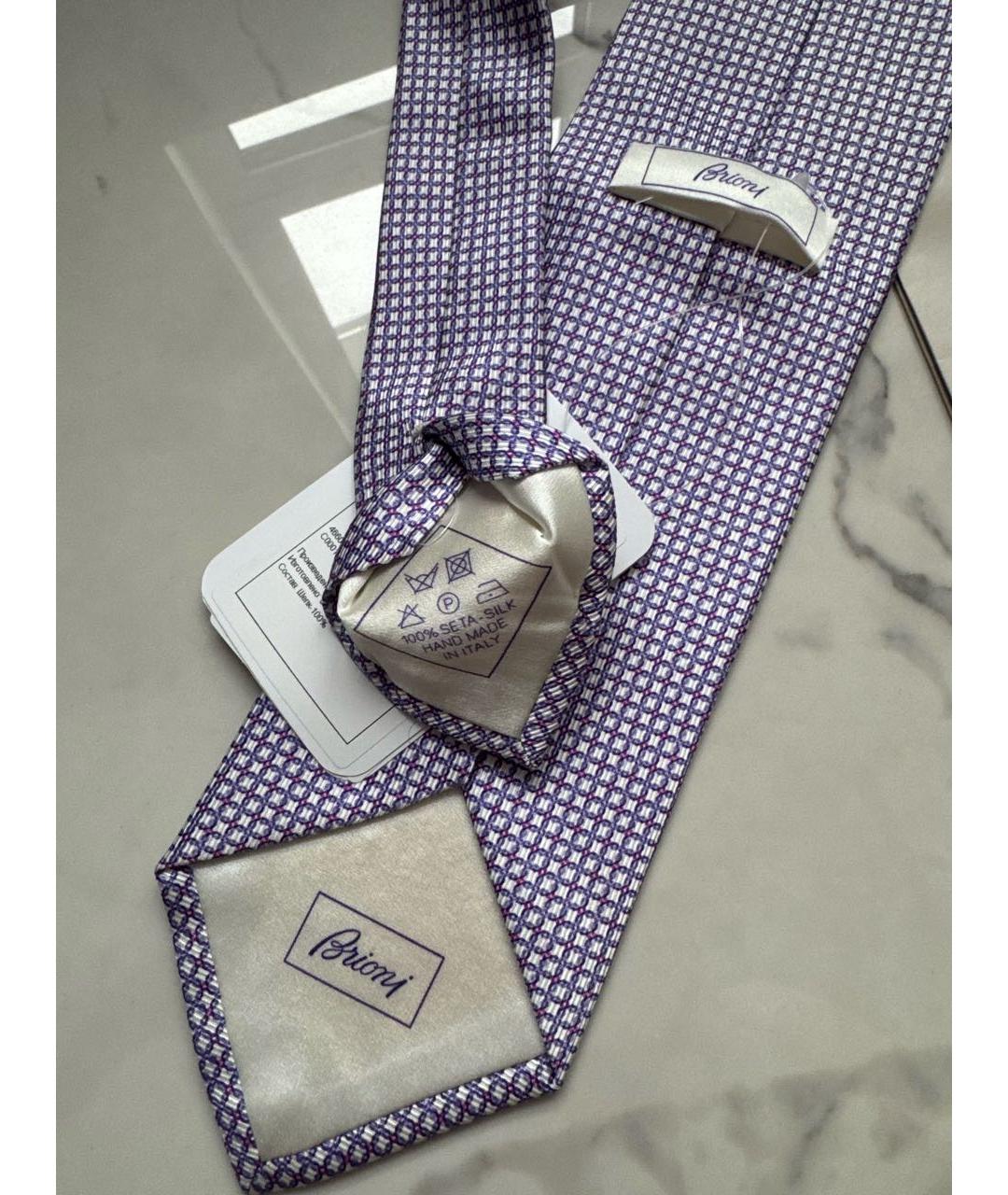 BRIONI Фиолетовый шелковый галстук, фото 6