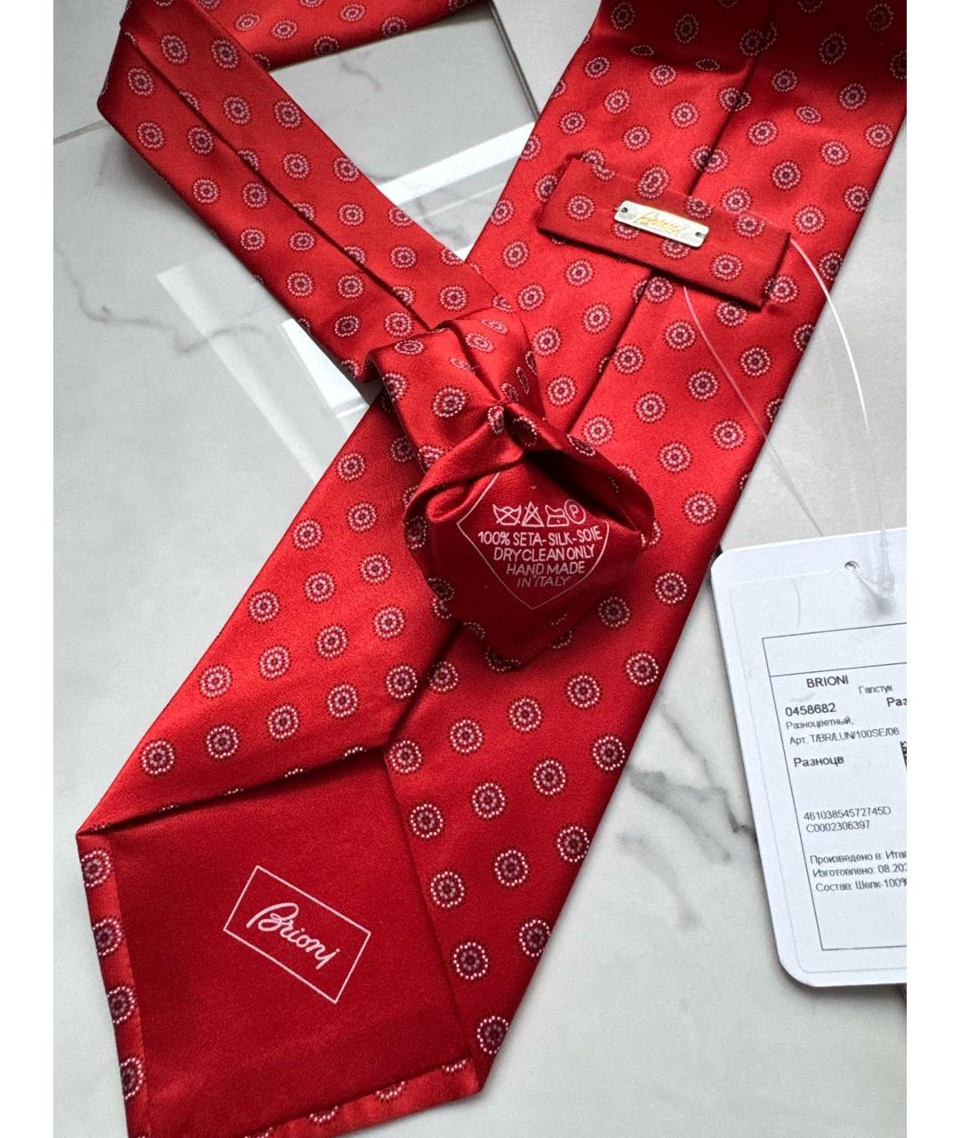 BRIONI Красный шелковый галстук, фото 6