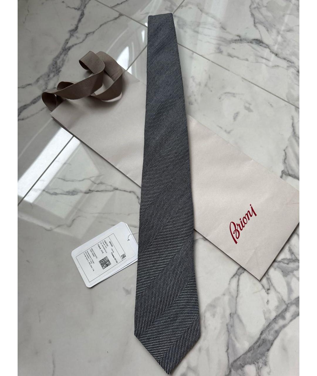 BRIONI Серый шерстяной галстук, фото 2