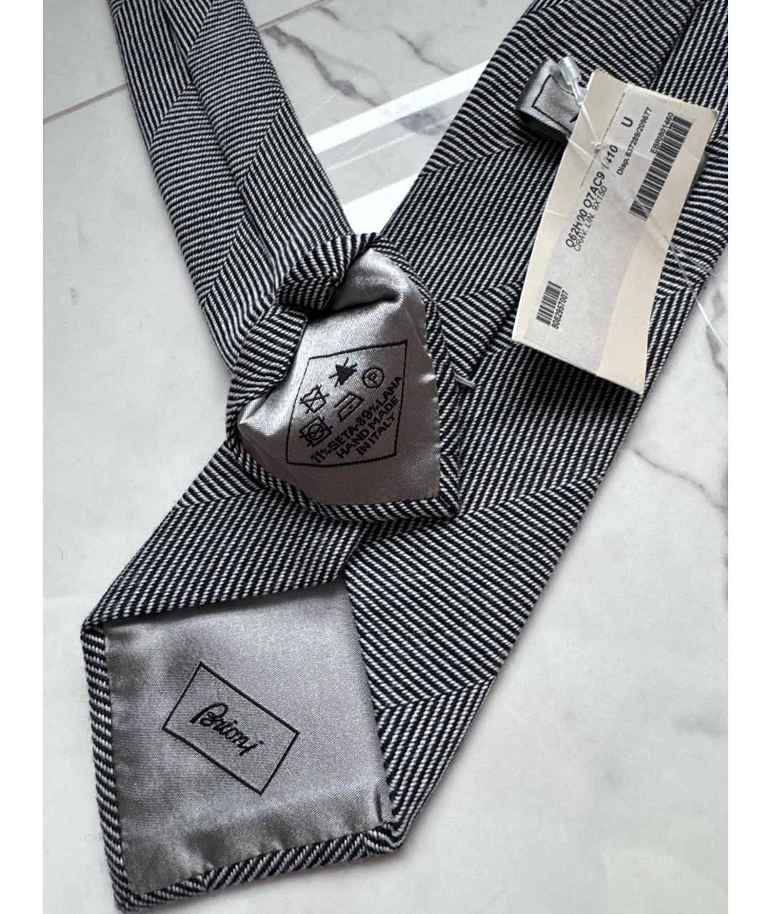 BRIONI Серый шерстяной галстук, фото 5