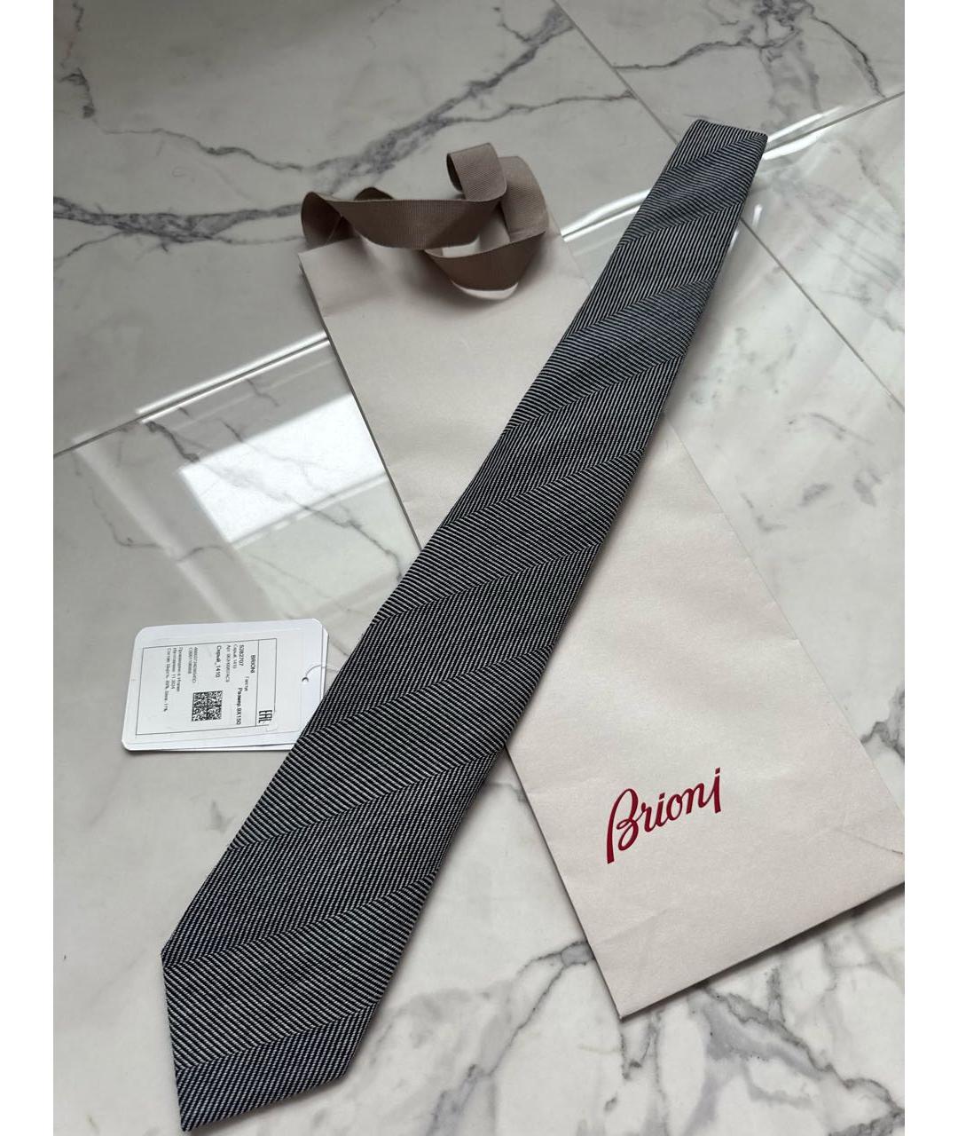 BRIONI Серый шерстяной галстук, фото 8