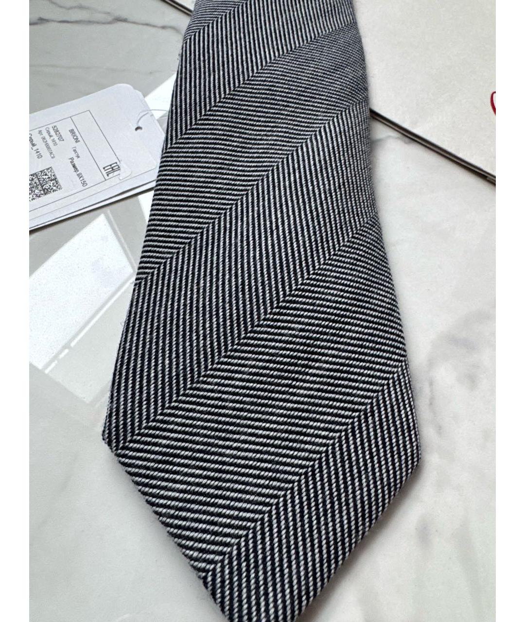 BRIONI Серый шерстяной галстук, фото 3