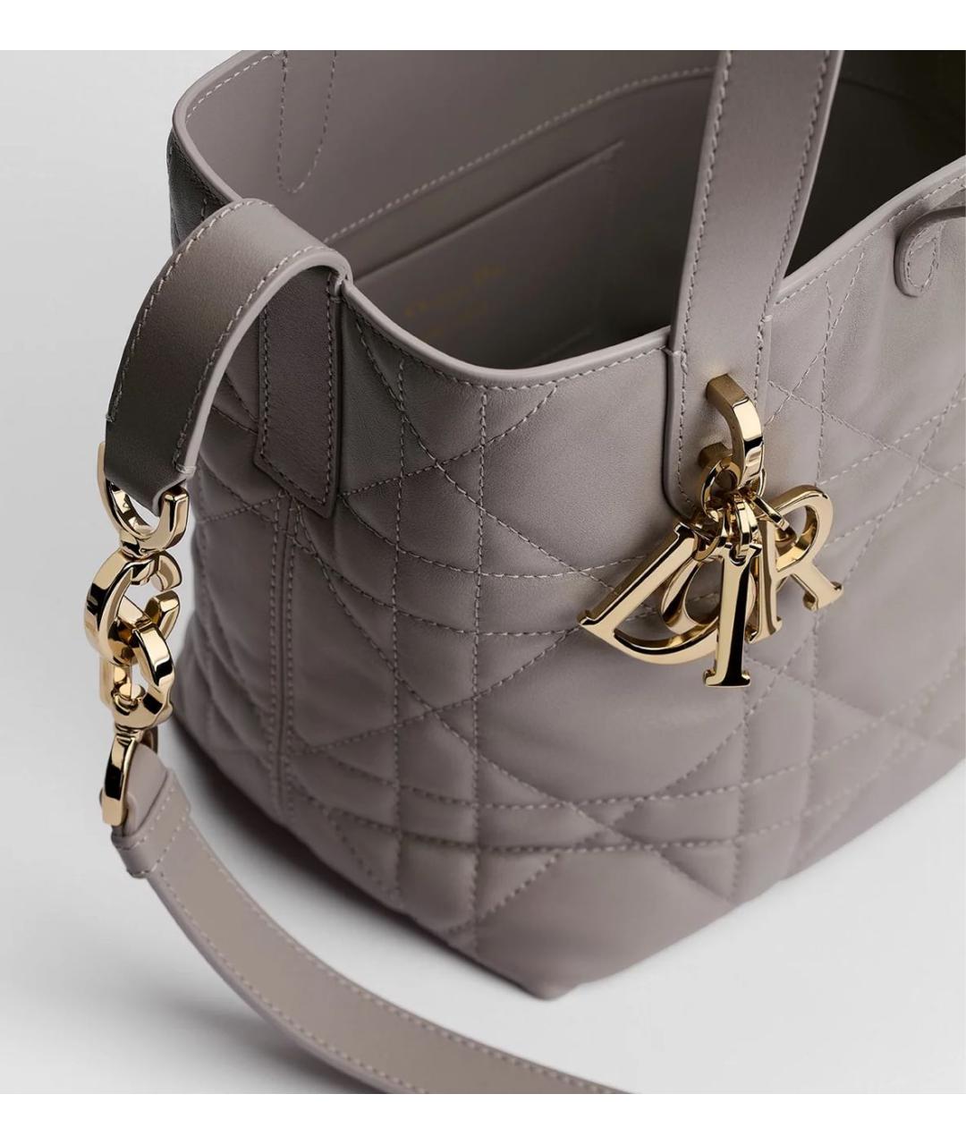 CHRISTIAN DIOR Серая кожаная сумка через плечо, фото 4
