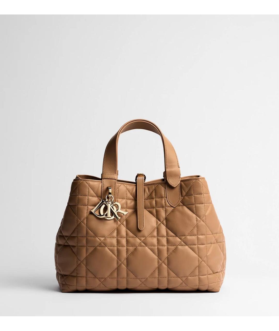 CHRISTIAN DIOR Бежевая кожаная сумка с короткими ручками, фото 5