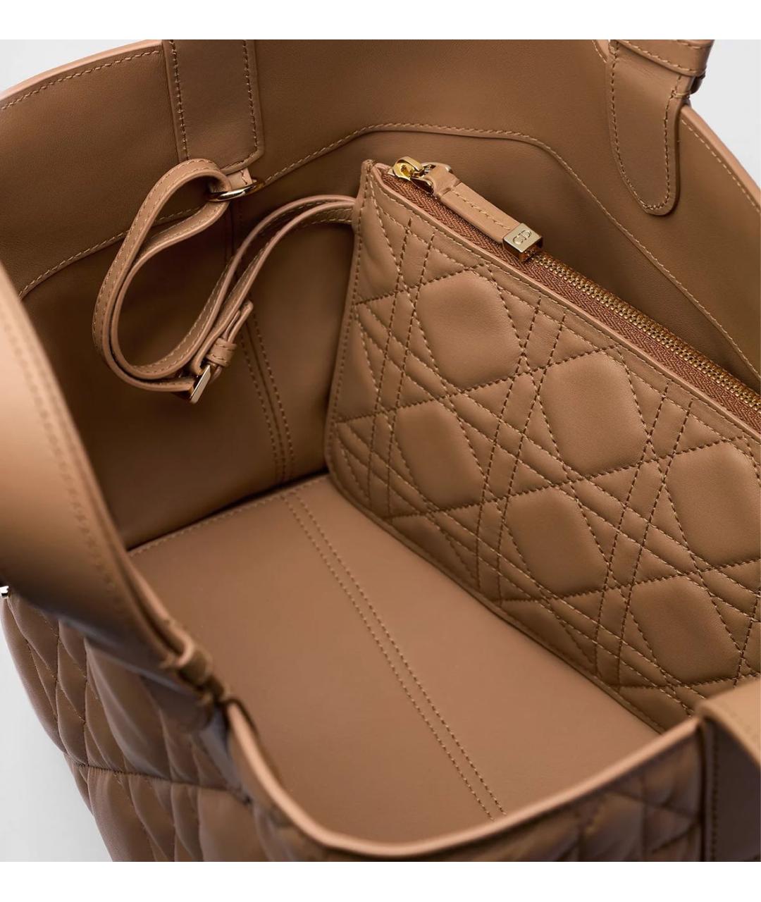 CHRISTIAN DIOR Бежевая кожаная сумка с короткими ручками, фото 4