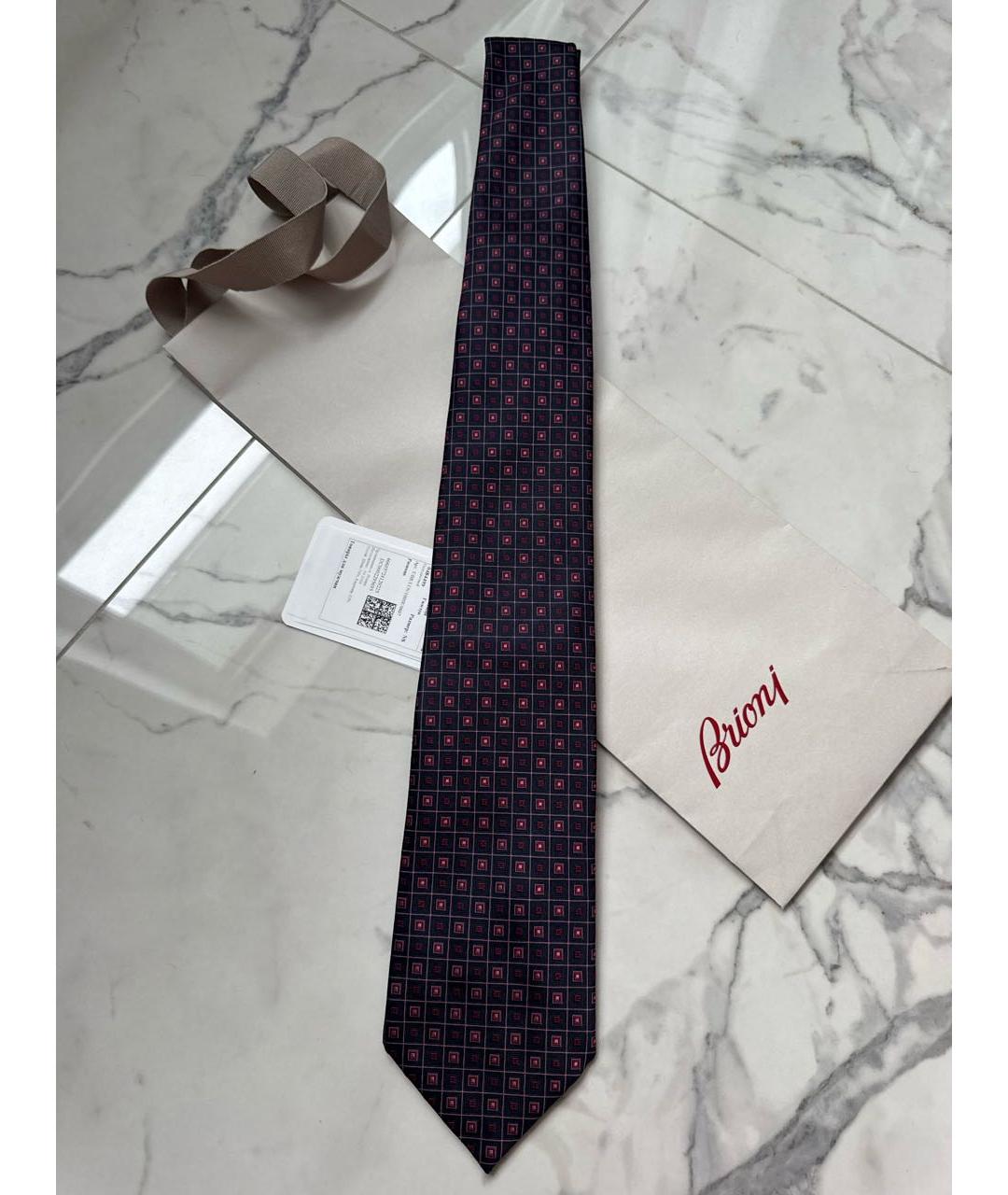 BRIONI Темно-синий шелковый галстук, фото 3