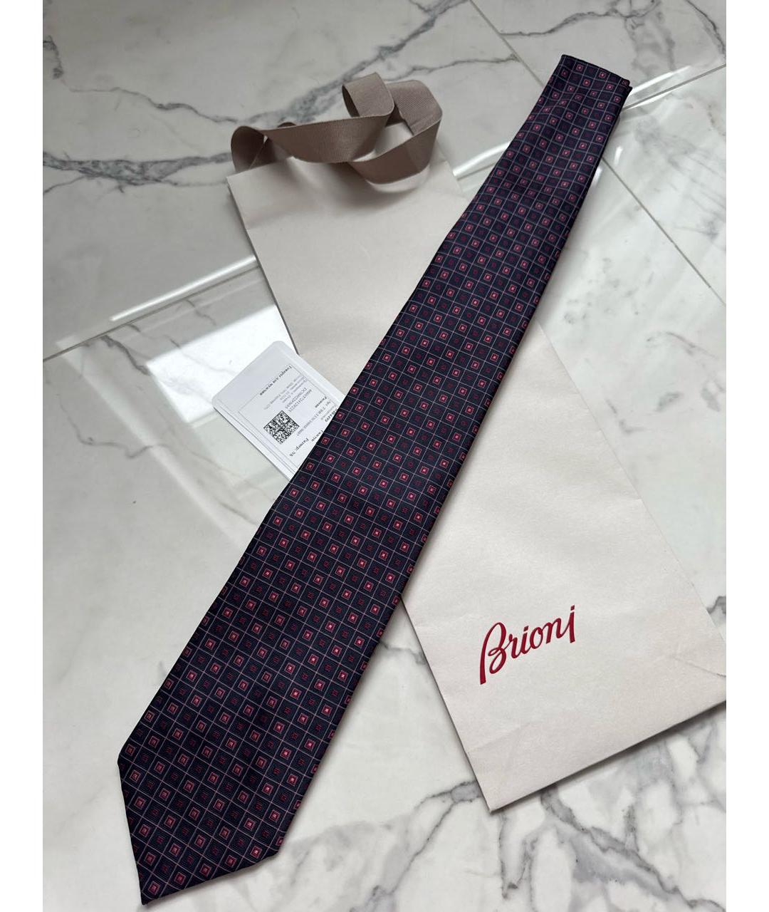 BRIONI Темно-синий шелковый галстук, фото 2
