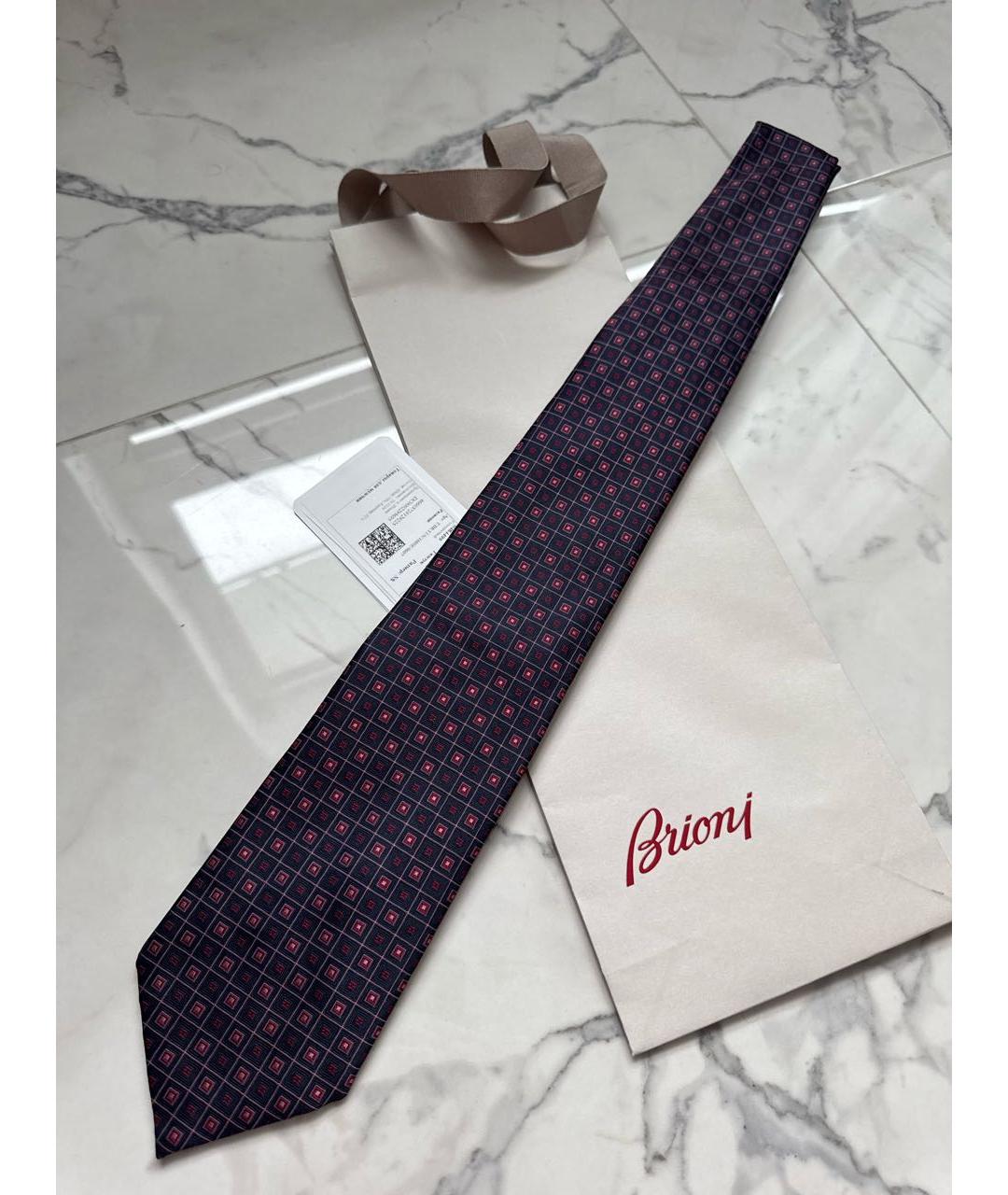 BRIONI Темно-синий шелковый галстук, фото 4