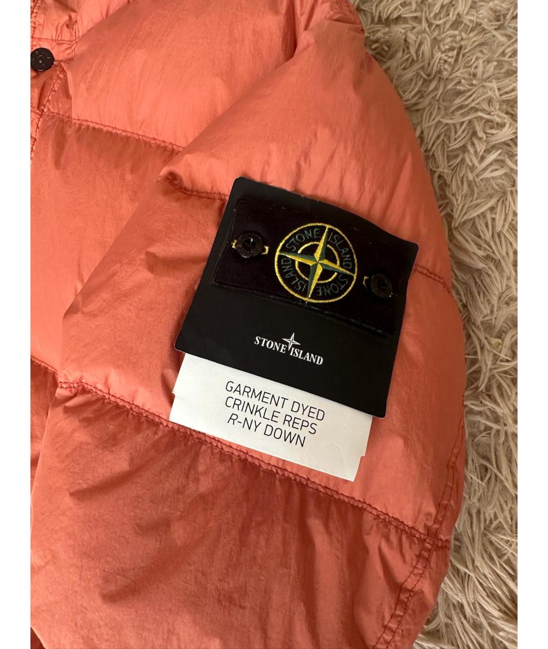 STONE ISLAND Оранжевый полиэстеровый пуховик, фото 2