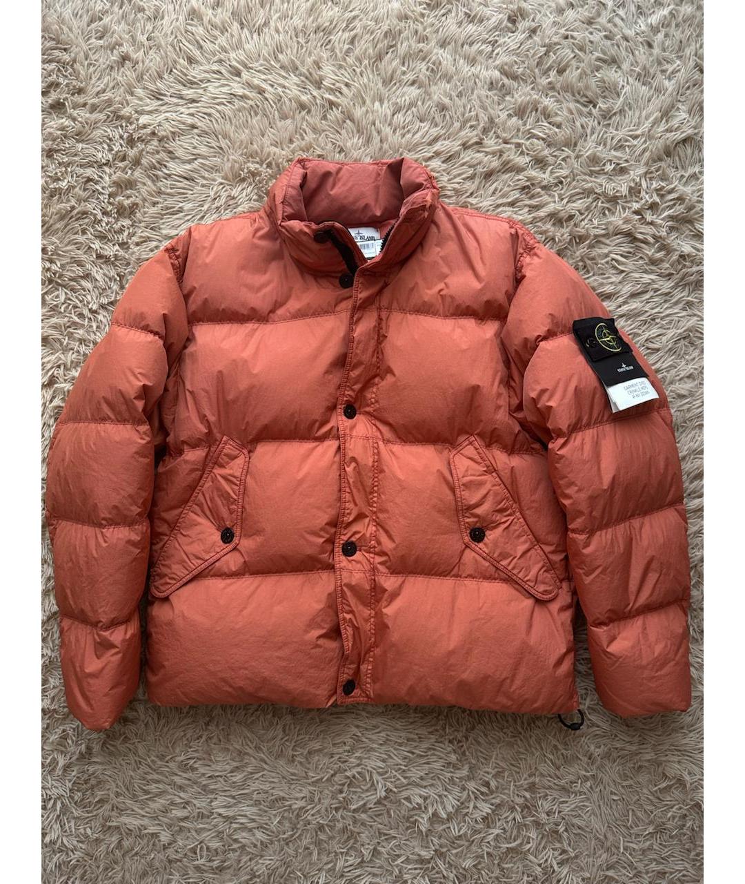 STONE ISLAND Оранжевый полиэстеровый пуховик, фото 4