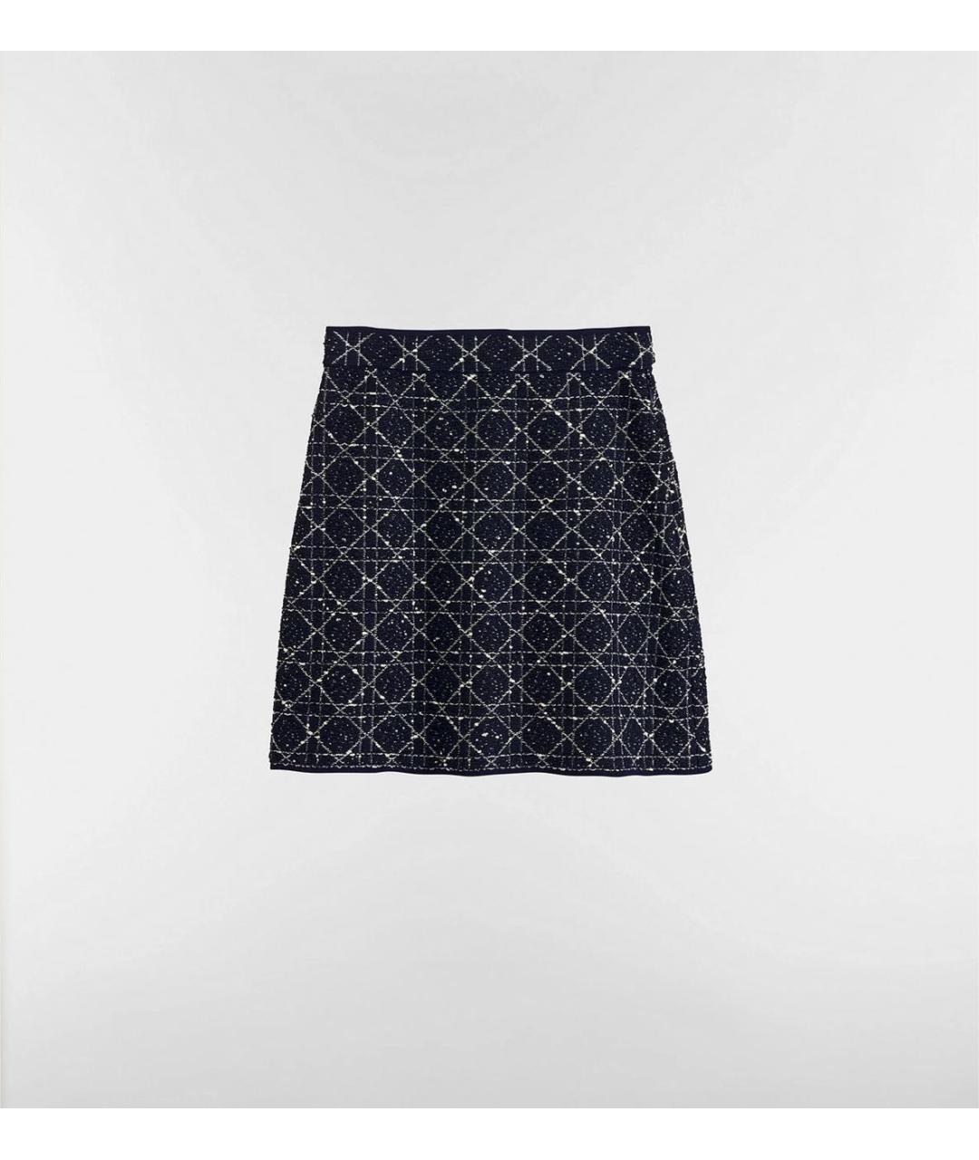 CHRISTIAN DIOR Темно-синяя твидовая юбка мини, фото 3