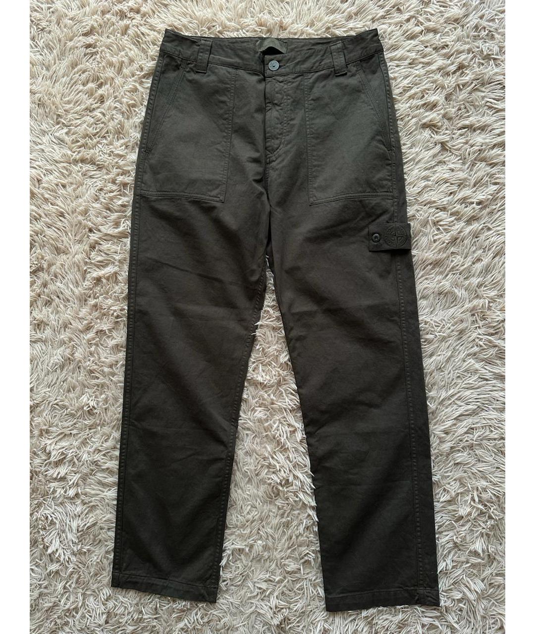 STONE ISLAND Хаки хлопковые повседневные брюки, фото 4