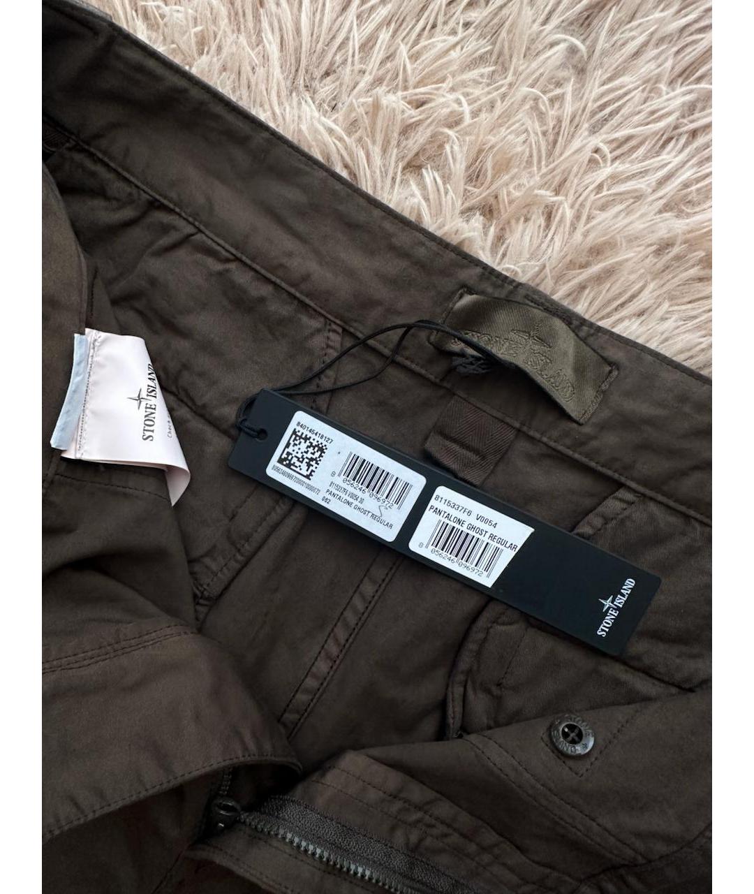 STONE ISLAND Хаки хлопковые повседневные брюки, фото 3