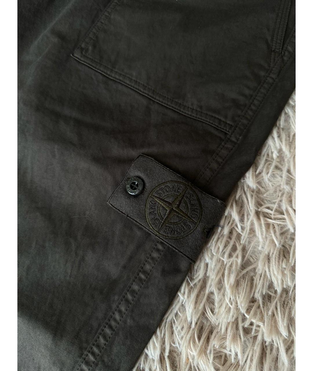 STONE ISLAND Хаки хлопковые повседневные брюки, фото 2