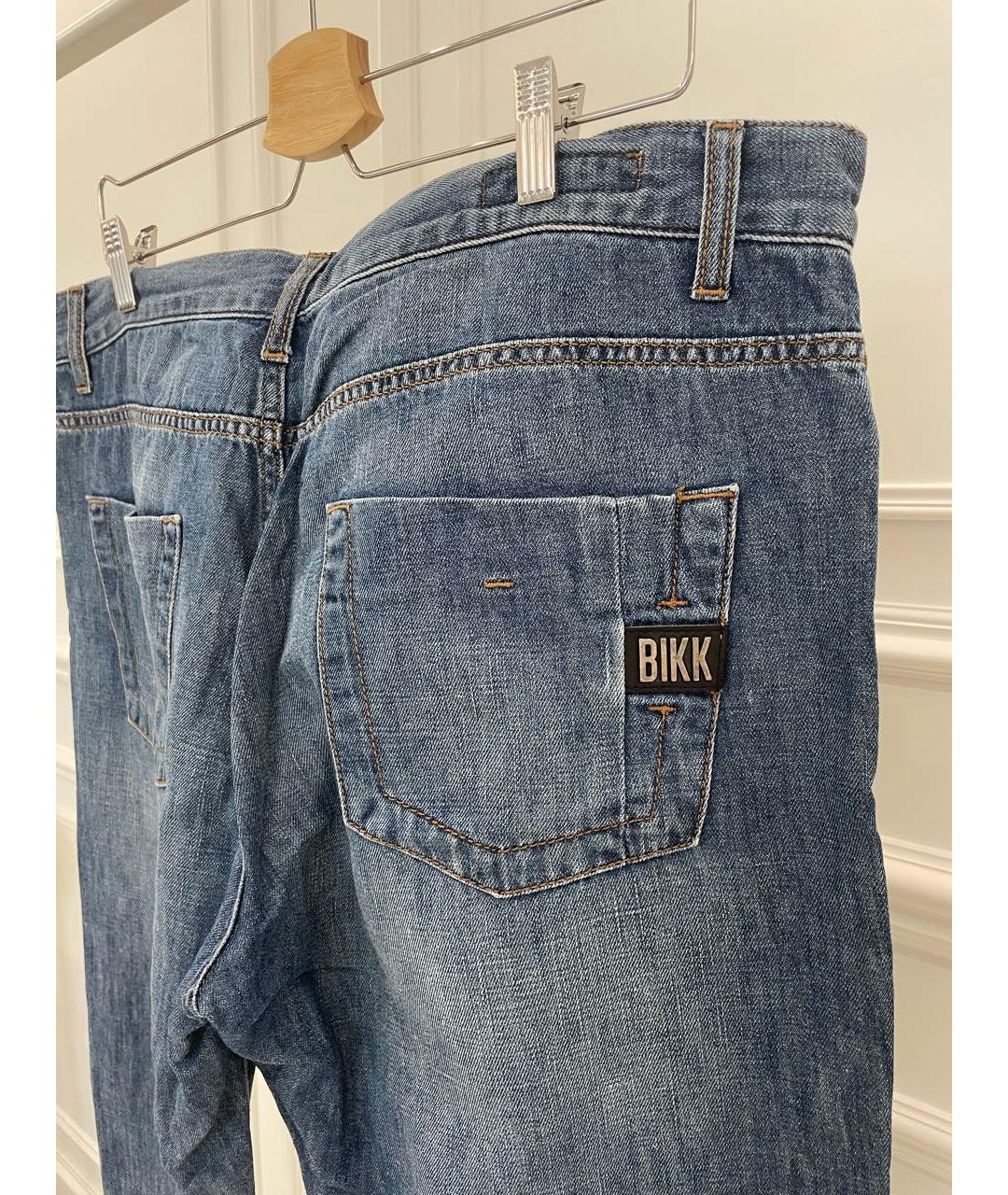 BIKKEMBERGS Синие хлопковые прямые джинсы, фото 5