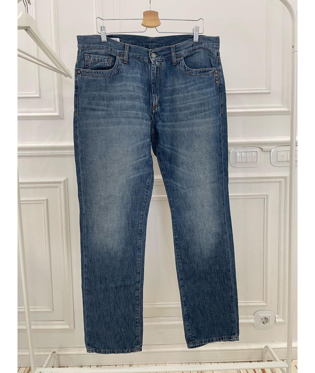 BIKKEMBERGS Синие хлопковые прямые джинсы, фото 6