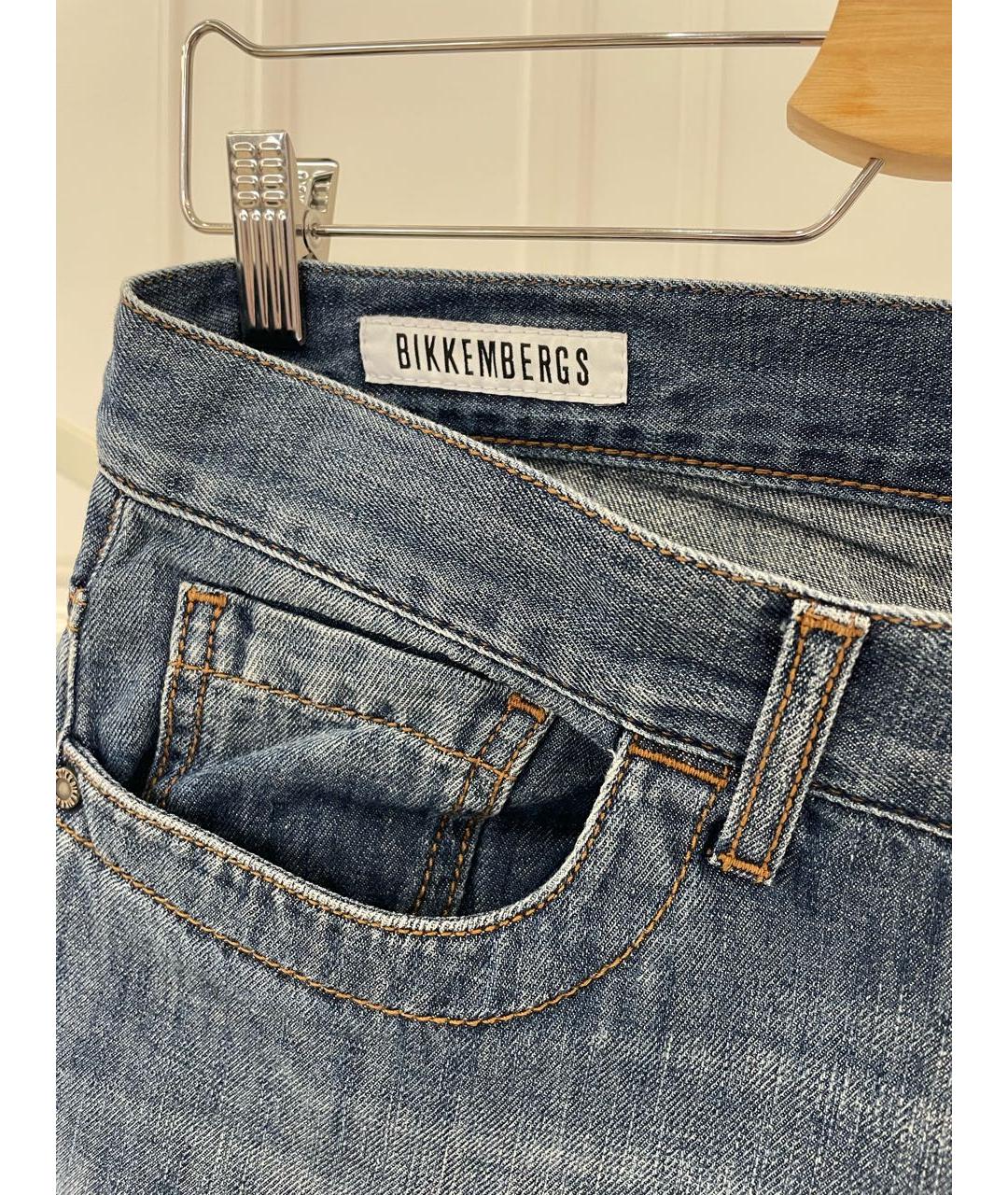 BIKKEMBERGS Синие хлопковые прямые джинсы, фото 3