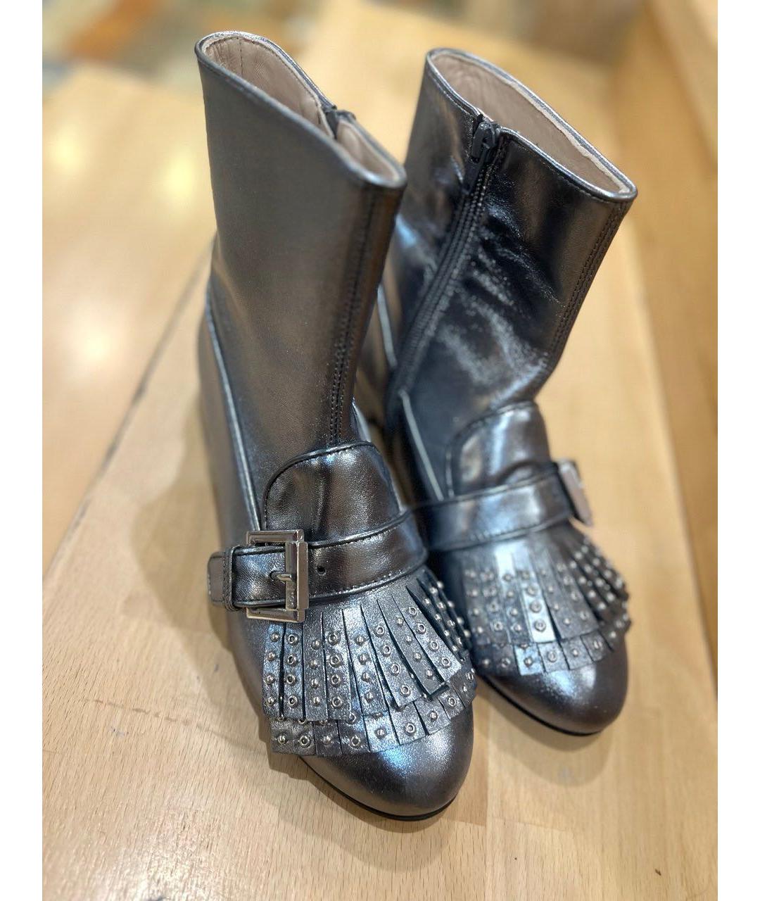 NO. 21 Серебряные кожаные сапоги, фото 2