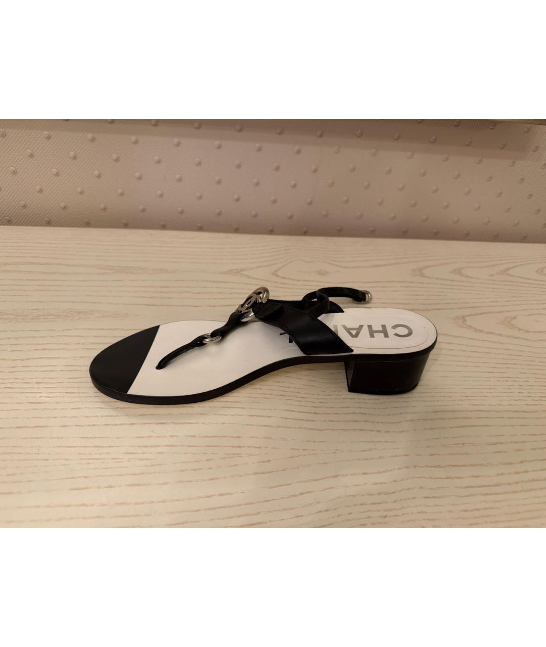 CHANEL Черные кожаные сандалии, фото 9
