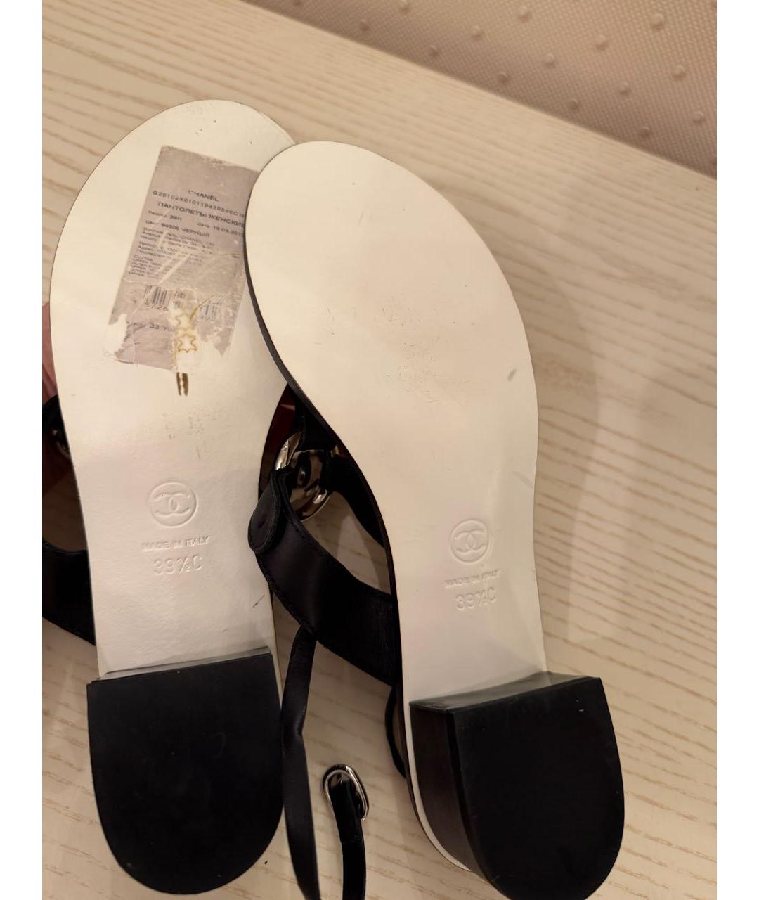 CHANEL Черные кожаные сандалии, фото 5