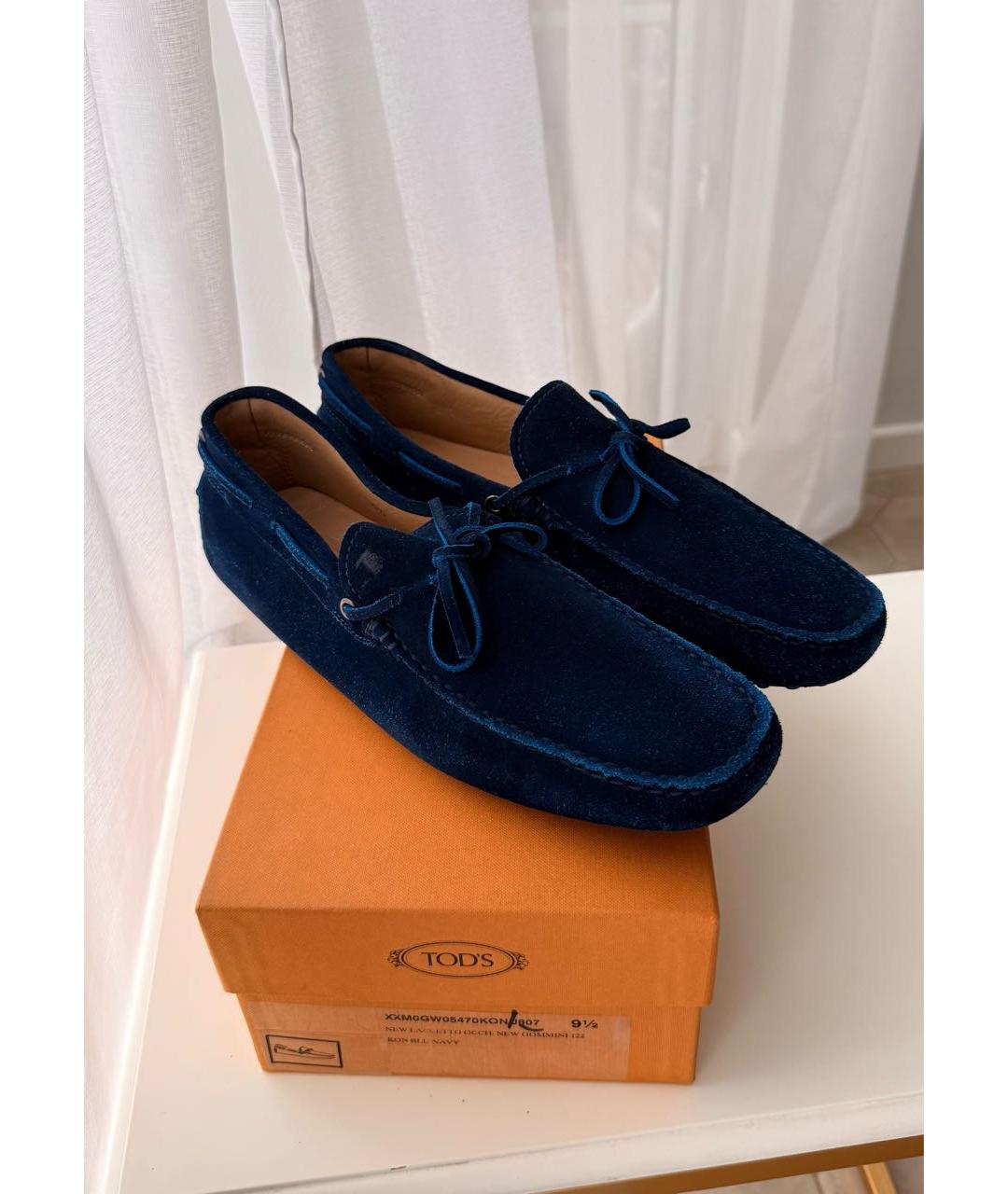 TOD'S Синие замшевые мокасины, фото 1