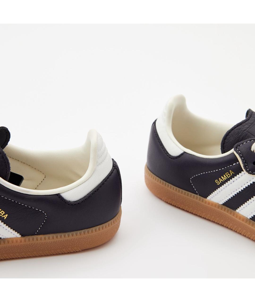 ADIDAS Черные кожаные кроссовки, фото 4