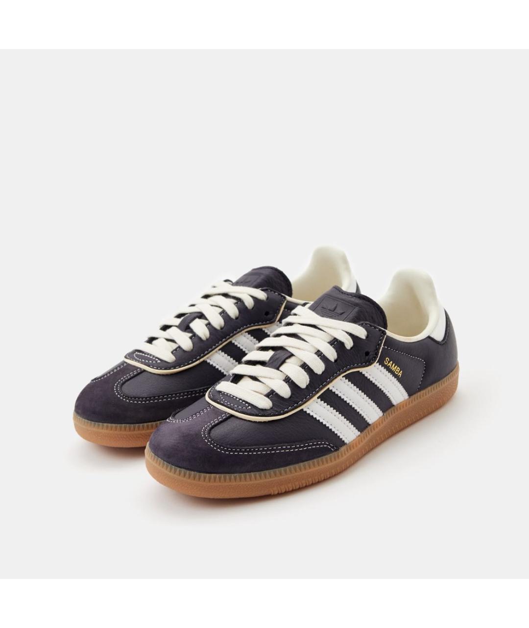 ADIDAS Черные кожаные кроссовки, фото 2