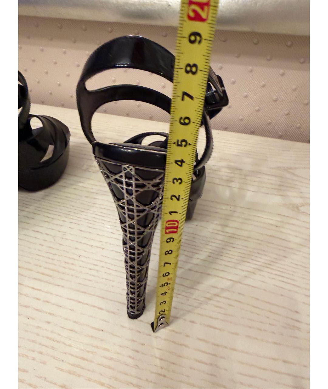 CHRISTIAN DIOR Черные кожаные босоножки, фото 8