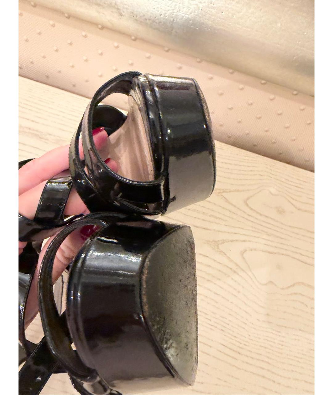 CHRISTIAN DIOR Черные кожаные босоножки, фото 7