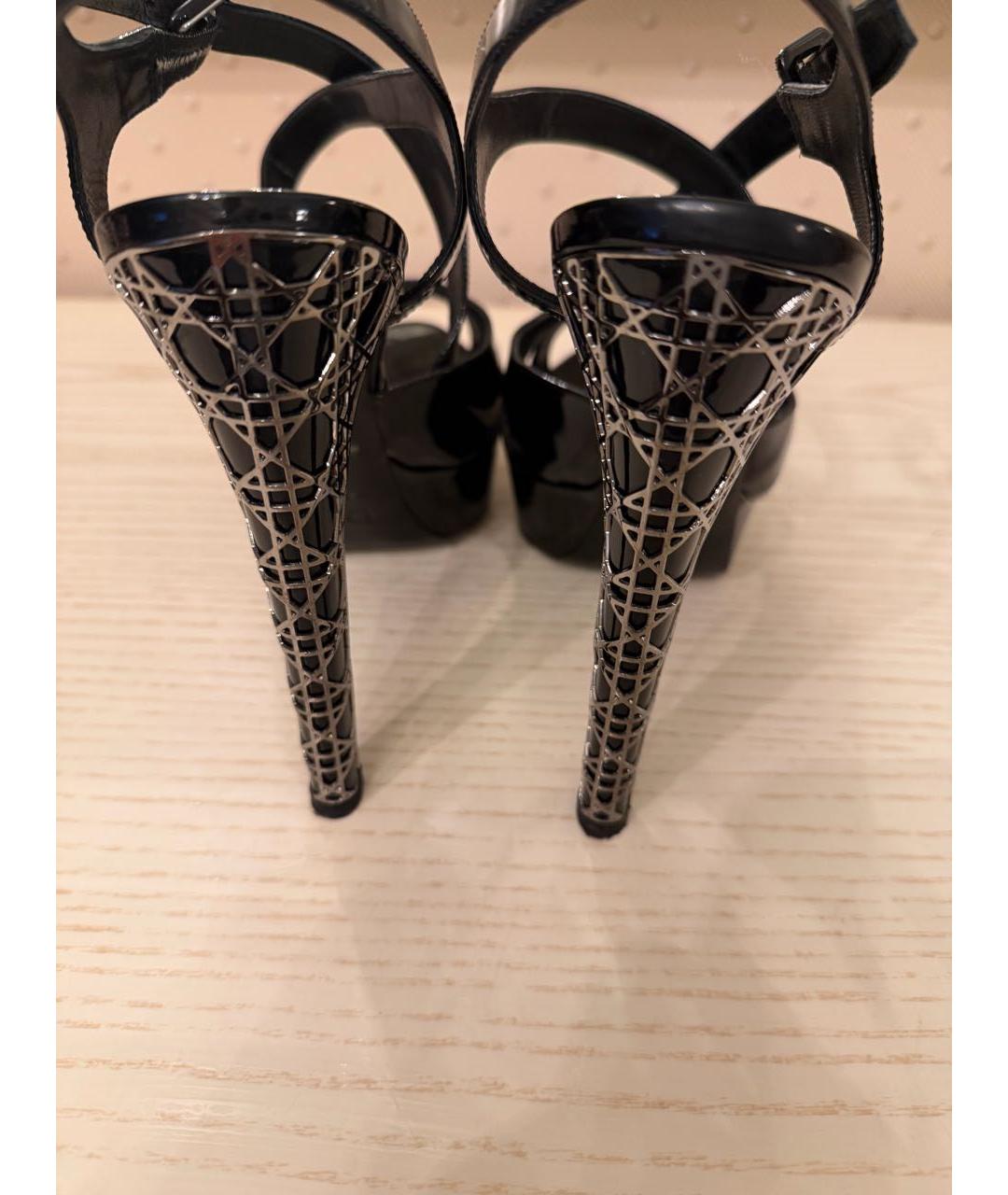 CHRISTIAN DIOR Черные кожаные босоножки, фото 5